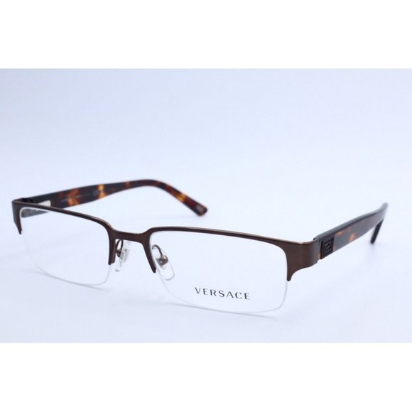 New Versace VE 1184 1269 Brushed Brown Rectangle Eyeglasses Clear Lenses 53mm